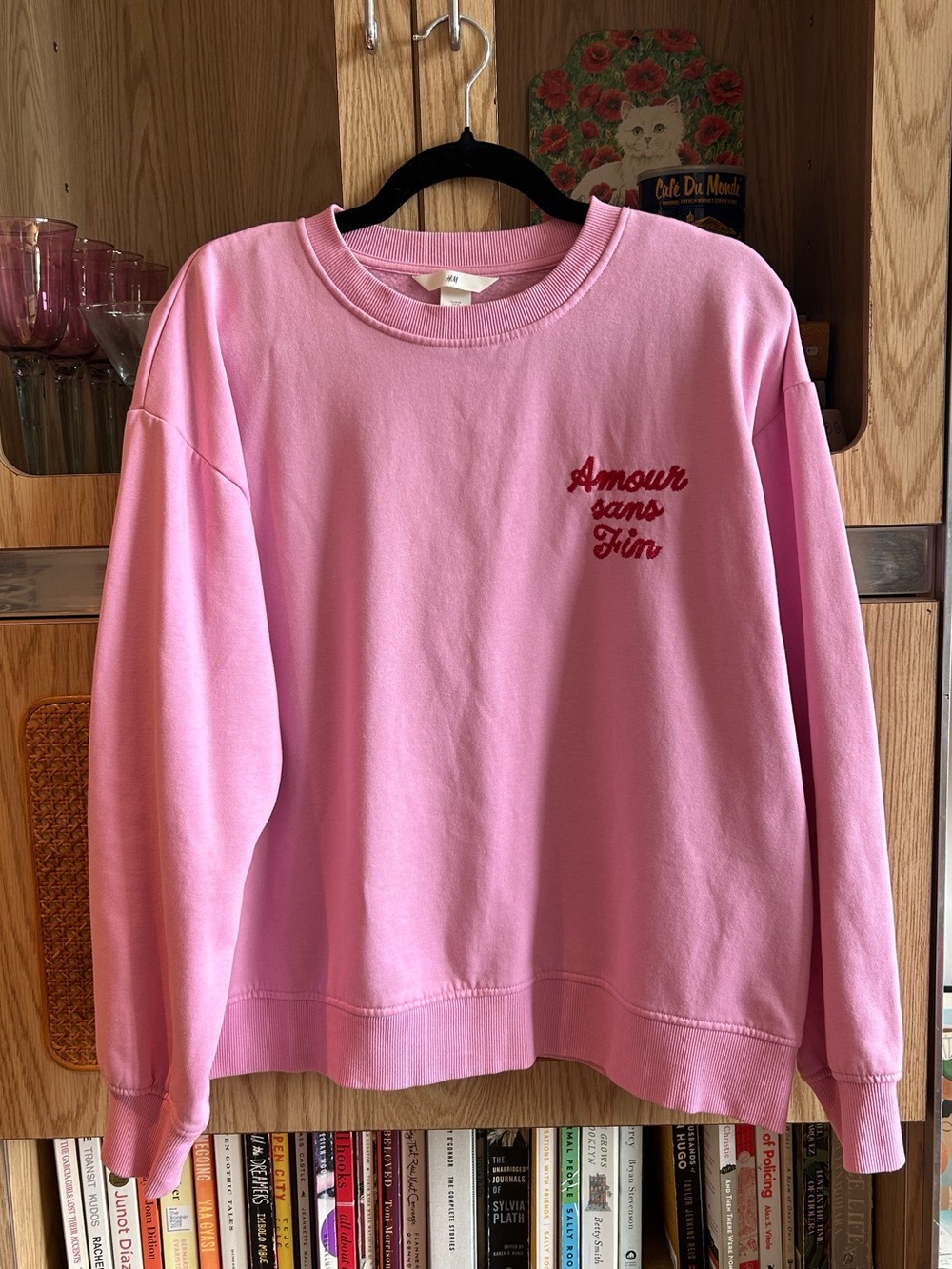 H&M Pink Crewneck Sweatshirt with Red Script